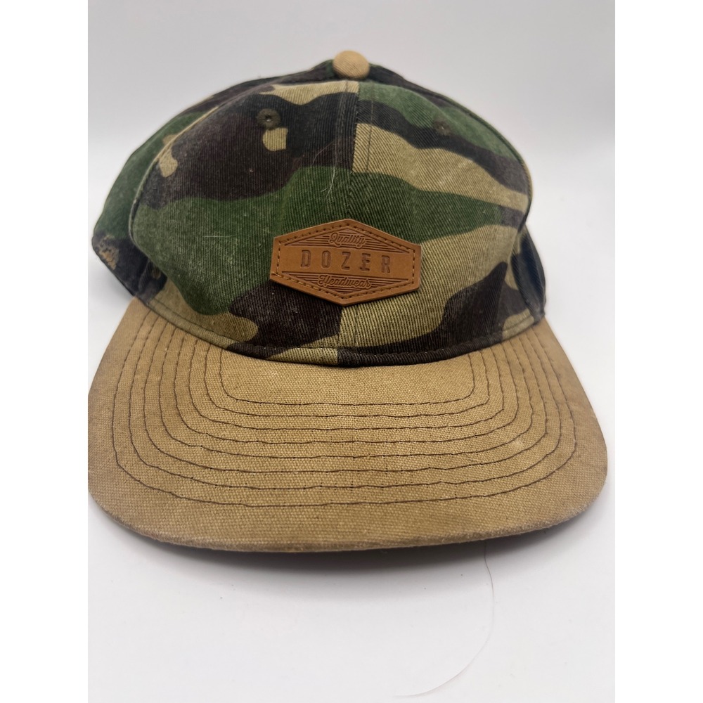 Dozer Headwear Camo Snapback Hat Tan Brim Cotton Adjustable Cap 54cm OSFM